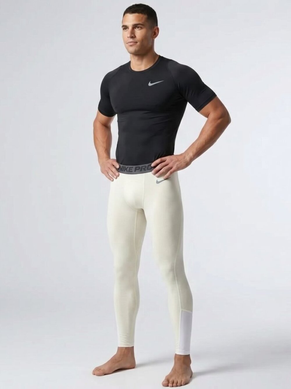 Nike Pro Warm Compression Dri-Fit Athletic Tights Leggings - AT3131-100 - LARGE